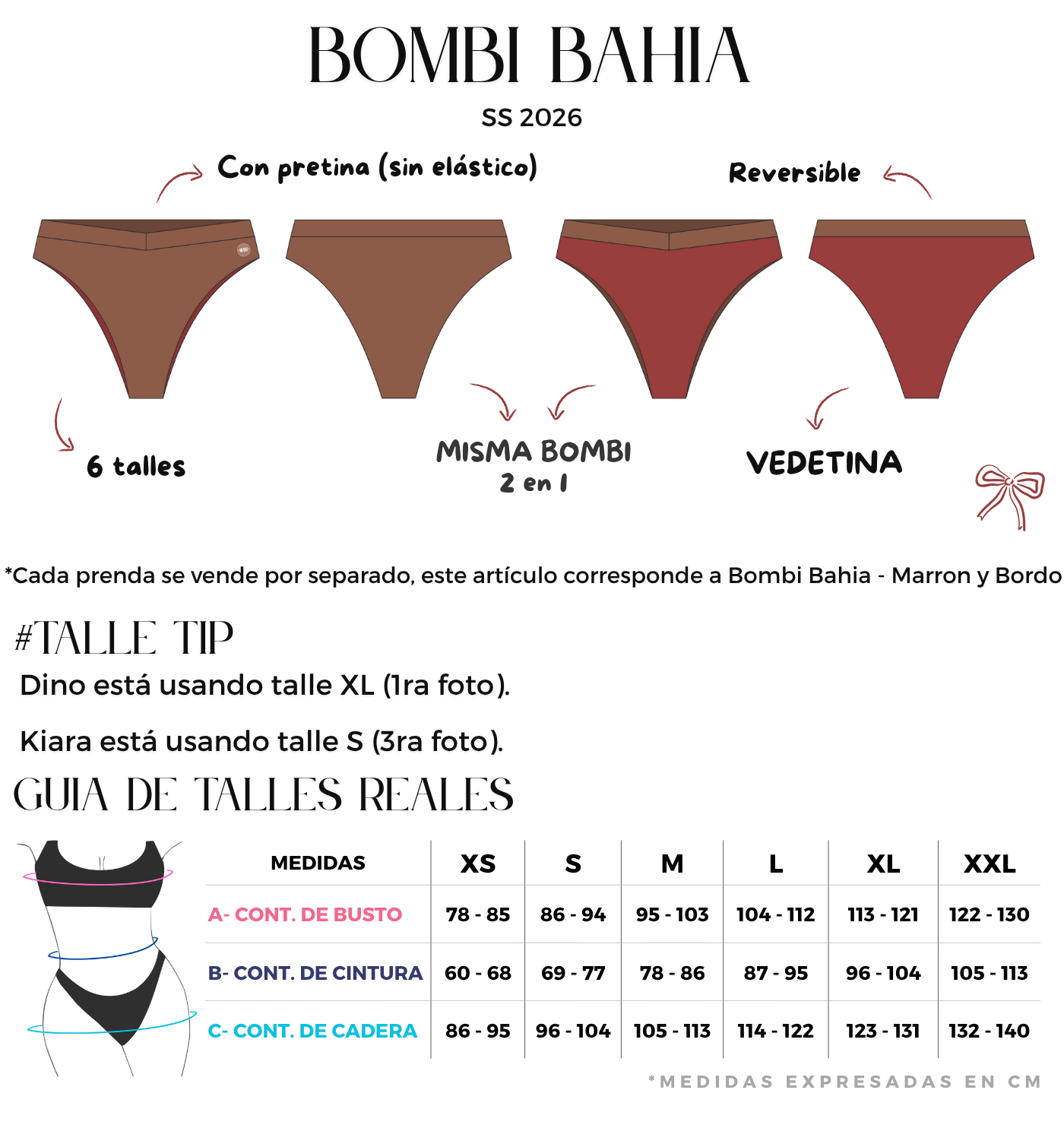 bombacha vedetina reversible bordo y marron